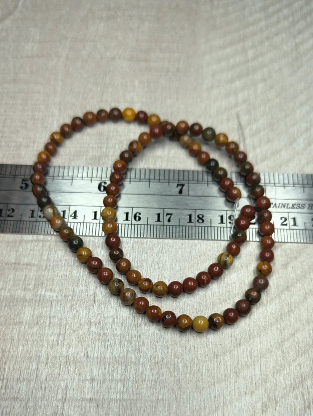 #5- 4mm Natural Red Creek Jasper Smooth Beads 14inch Strand
